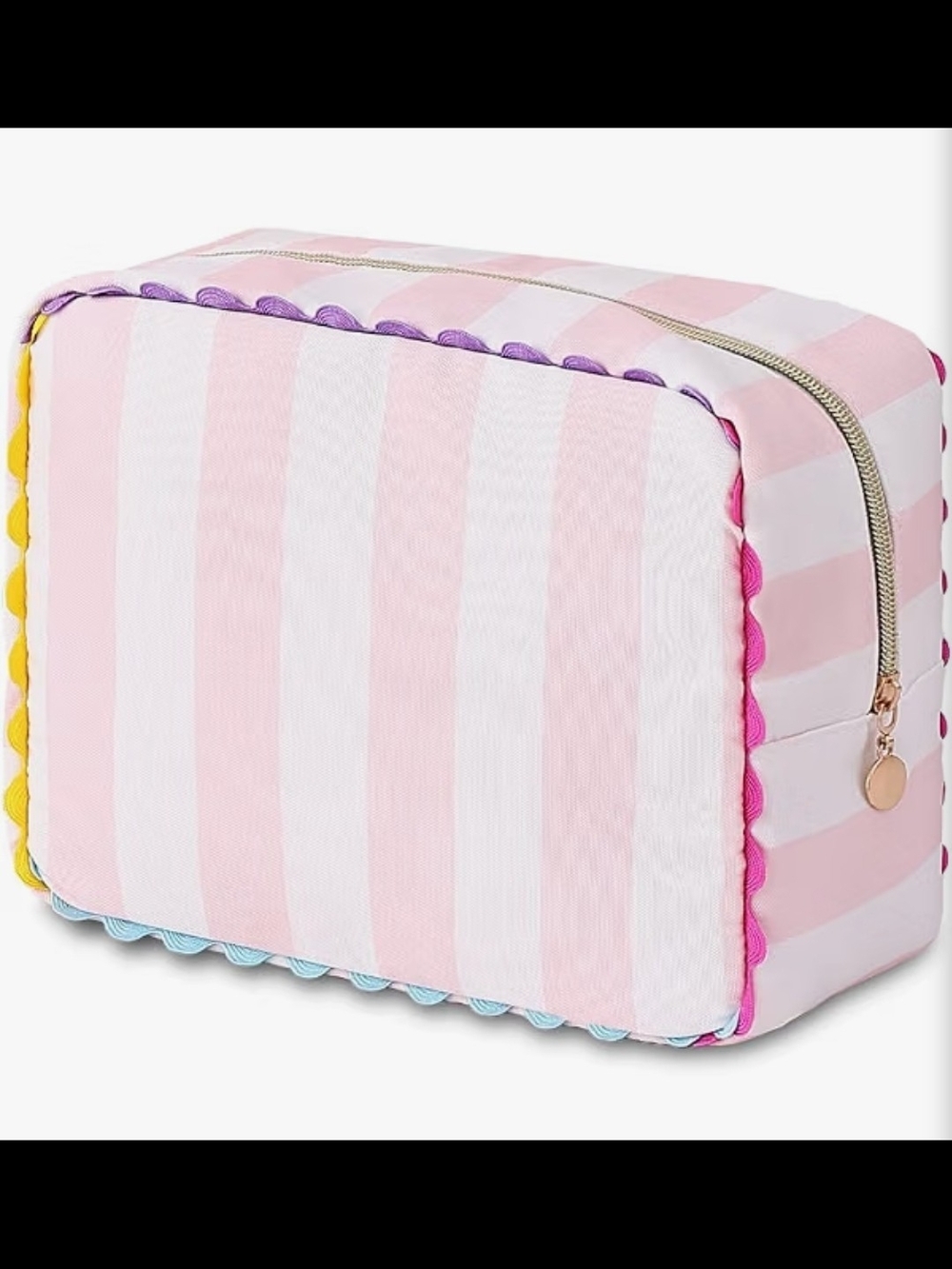 Striped Pink & White Makeup Bag W. Zipper | NEW WITH TAGS |